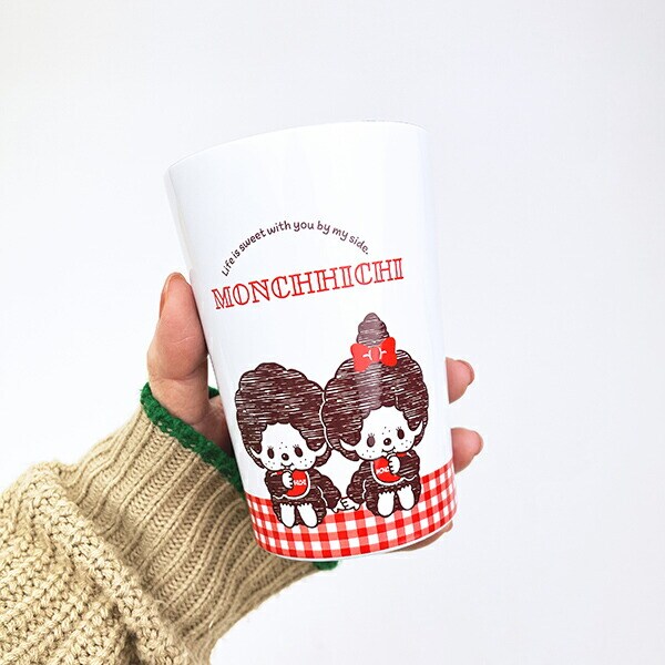 モンチッチ 2WAY真空二重タンブラー(M) ギンガムチェック (おすわり) コップ ランチ