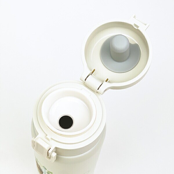 タヌキとキツネ アイコン総柄 ステンレスワンプッシュボトル (480ml) 水筒 ランチ