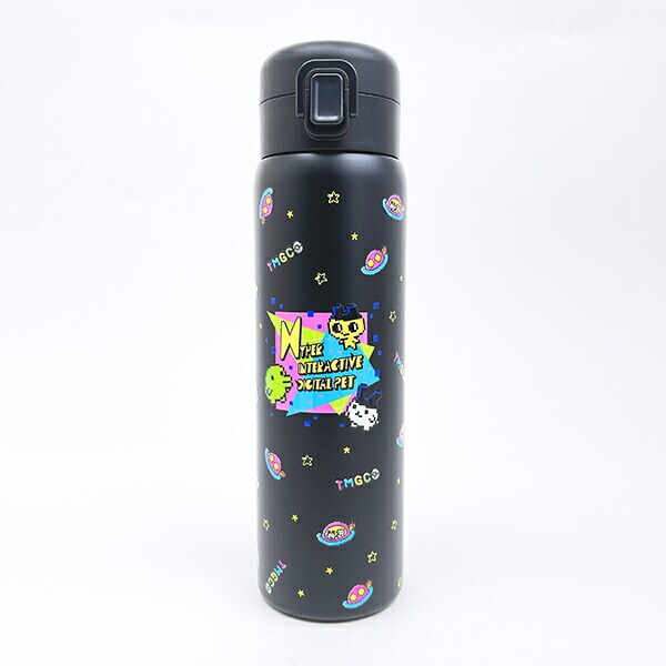 たまごっち ステンレスワンプッシュボトル (480ml) ドット(ブラック) 水筒 ランチ