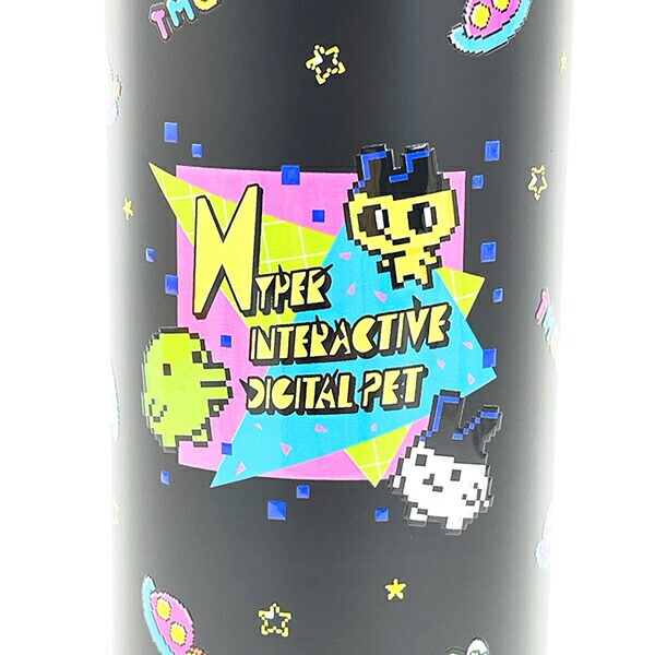 たまごっち ステンレスワンプッシュボトル (480ml) ドット(ブラック) 水筒 ランチ