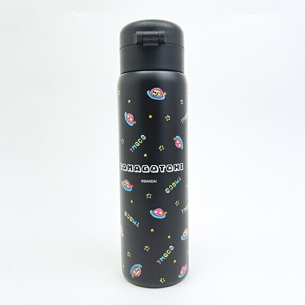 たまごっち ステンレスワンプッシュボトル (480ml) ドット(ブラック) 水筒 ランチ