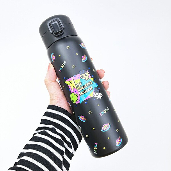 たまごっち ステンレスワンプッシュボトル (480ml) ドット(ブラック) 水筒 ランチ