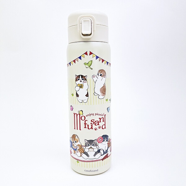 モフサンド ステンレスワンプッシュボトル (480ml) ピクニック 水筒 ランチ mofusand