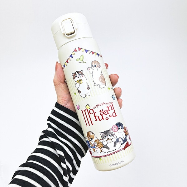 モフサンド ステンレスワンプッシュボトル (480ml) ピクニック 水筒 ランチ mofusand