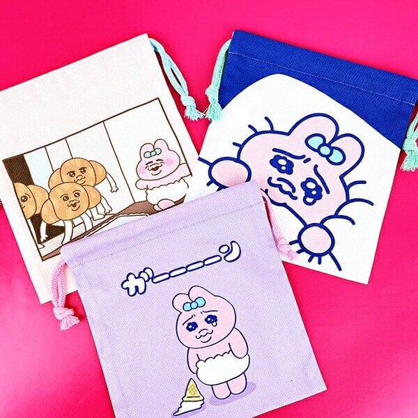 おぱんちゅうさぎ クロワッサン 巾着袋 おぱんちゅ ピンク