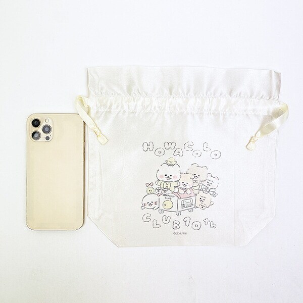 ほわころくらぶ 10周年記念 サテンフリルポーチ巾着