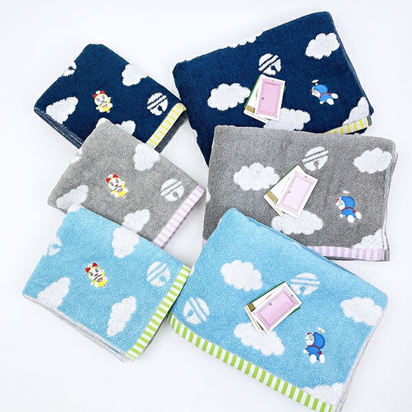 ドラえもん 雲 バスタオル (ネイビー)