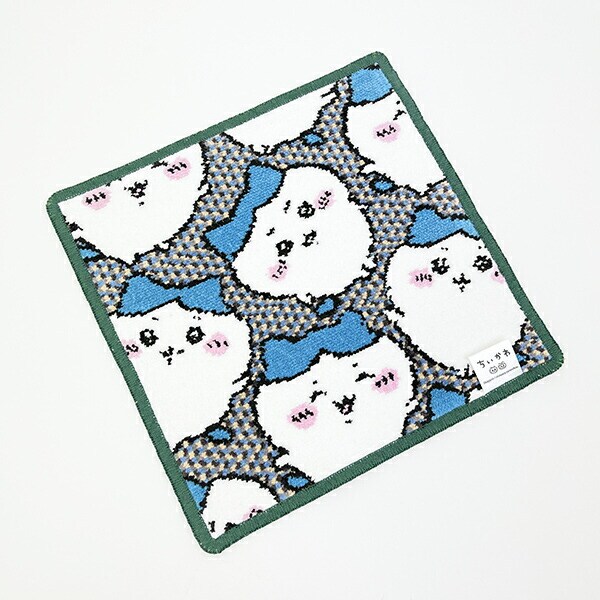 ちいかわ ハチワレ シェニール織 タオルハンカチ(ブルー) ハチワレいっぱい