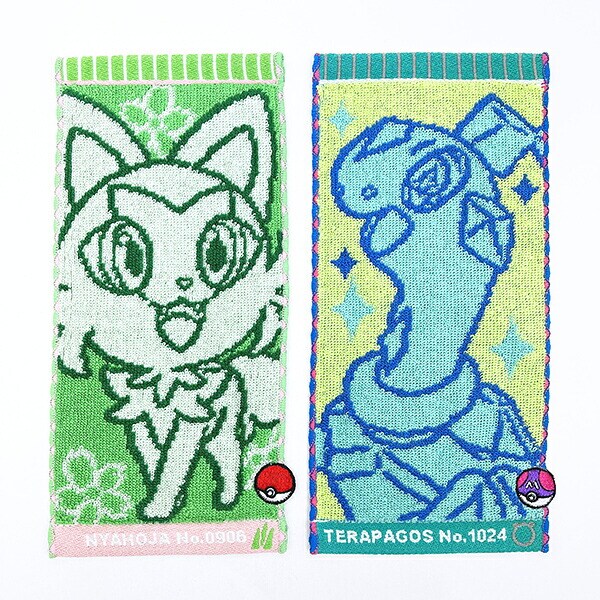 ポケットモンスター テラパゴス(ノーマルフォルム)×ニャオハ ハーフ タオルハンカチ(2枚入り) ポケモン