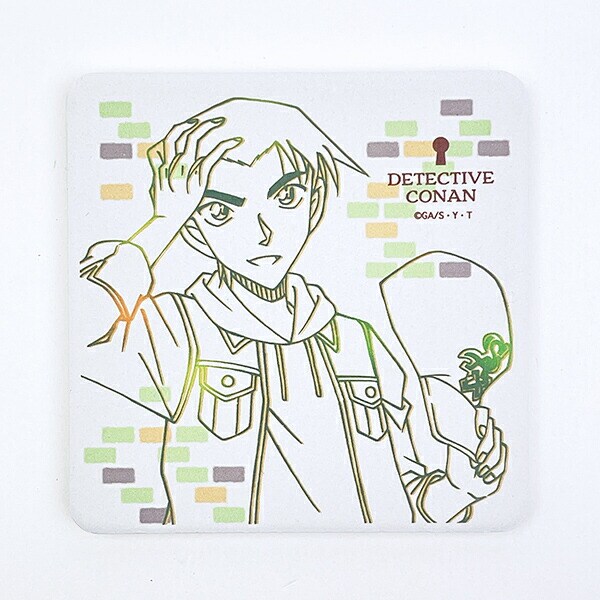 名探偵コナン 平次 ラインアート 角型陶製吸水コースター キッチン