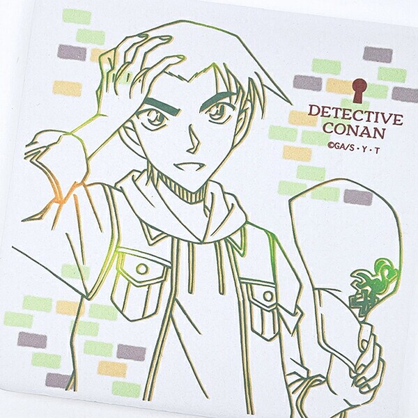 名探偵コナン 平次 ラインアート 角型陶製吸水コースター キッチン