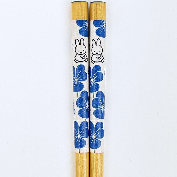 ミッフィー miffy フラワーパターン 和紙巻箸(ブルー) 食器 日本製
