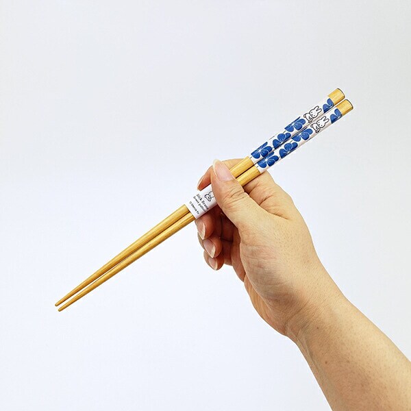 ミッフィー miffy フラワーパターン 和紙巻箸(ブルー) 食器 日本製