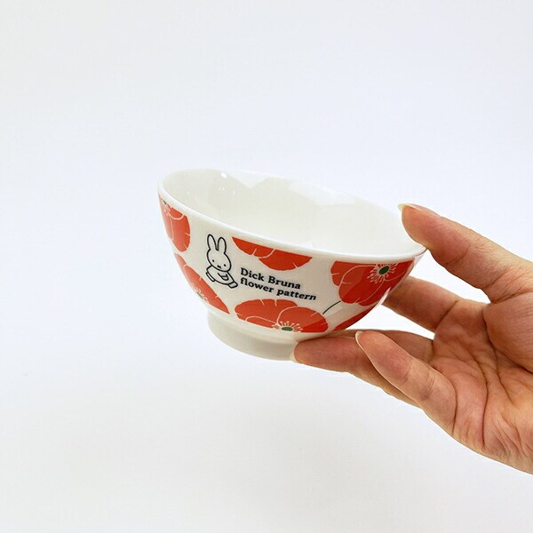 ミッフィー miffy フラワーパターン 茶碗(レッド) 食器 日本製