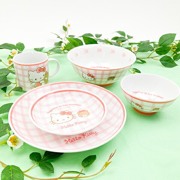サンリオ ハローキティ 染付茶碗 チェック 食器 日本製 Sanrio