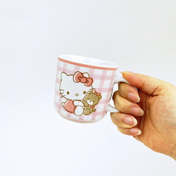サンリオ ハローキティ 染付マグカップ チェック コップ 日本製 Sanrio