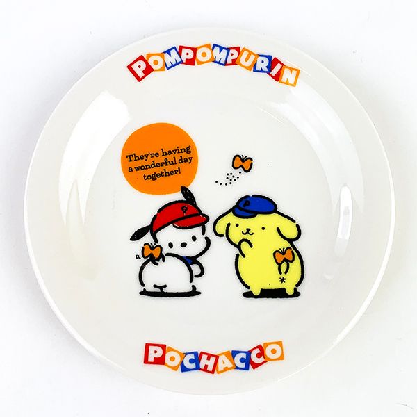 ポムポムプリン ポチャッコ ポムポムプリン ポチャッコ ケーキプレート プリン×ポチャッコ 皿 キッチン用品 インテリア 白(mcd)