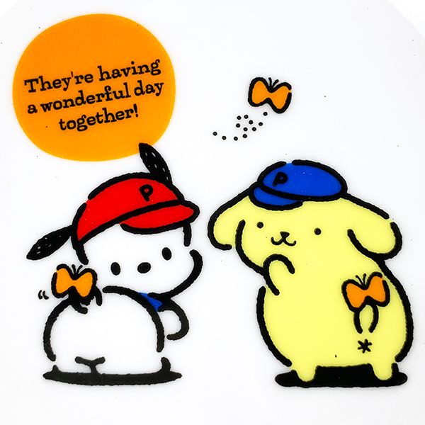 ポムポムプリン ポチャッコ ポムポムプリン ポチャッコ ケーキプレート プリン×ポチャッコ 皿 キッチン用品 インテリア 白(mcd)