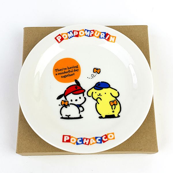 ポムポムプリン ポチャッコ ポムポムプリン ポチャッコ ケーキプレート プリン×ポチャッコ 皿 キッチン用品 インテリア 白(mcd)