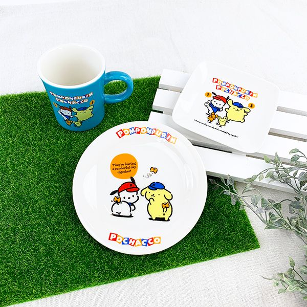 ポムポムプリン ポチャッコ ポムポムプリン ポチャッコ ケーキプレート プリン×ポチャッコ 皿 キッチン用品 インテリア 白(mcd)