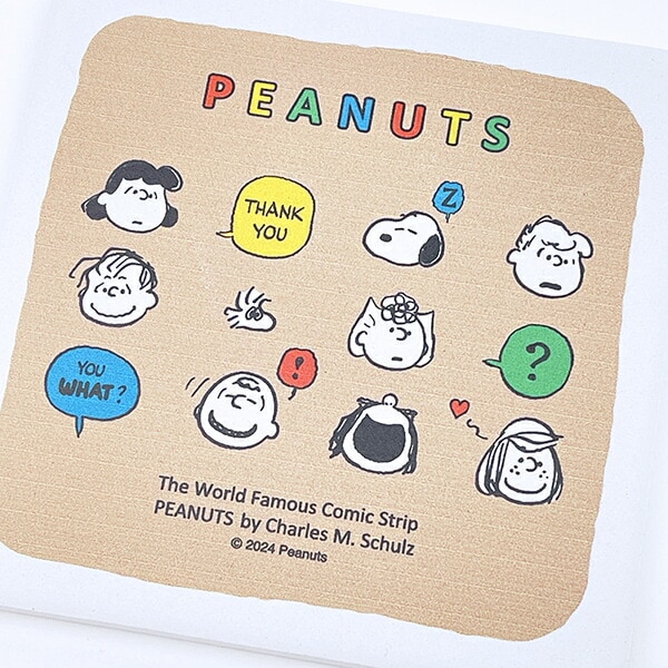 スヌーピー トーク 角型陶製吸水コースター (レトロカラー) キッチン SNOOPY