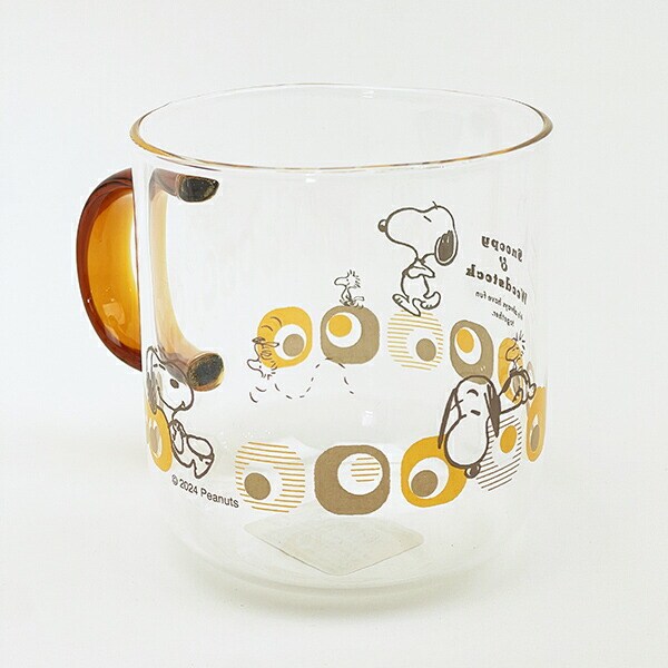 スヌーピー ブラウン・キューブ カラーハンドル耐熱ガラスマグカップ コップ 日本製 SNOOPY