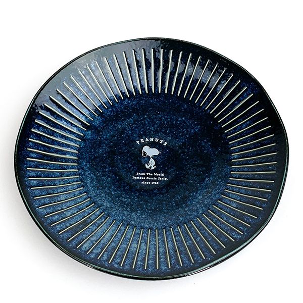 peanuts スヌーピー インディゴラウンドプレート 中皿 丸皿 プレート キッチン用品 グッズ 日本製