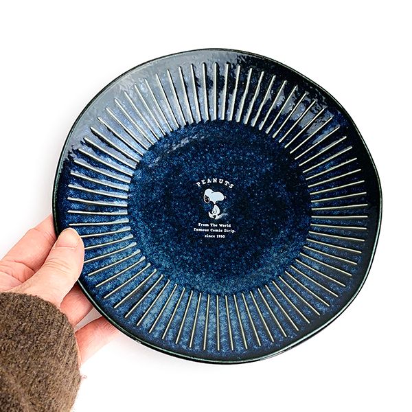 peanuts スヌーピー インディゴラウンドプレート 中皿 丸皿 プレート キッチン用品 グッズ 日本製