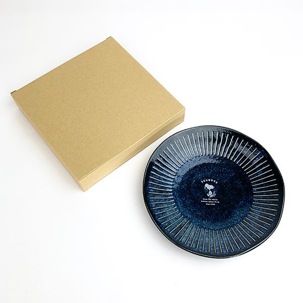 peanuts スヌーピー インディゴラウンドプレート 中皿 丸皿 プレート キッチン用品 グッズ 日本製