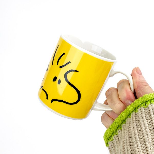 スヌーピー ウッドストック フェイスアップ マグ 黄色 マグカップ ランチ ティータイム