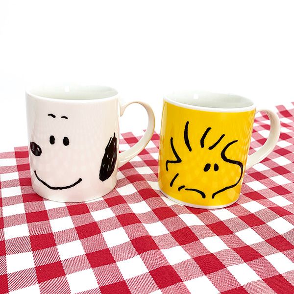 スヌーピー ウッドストック フェイスアップ マグ 黄色 マグカップ ランチ ティータイム
