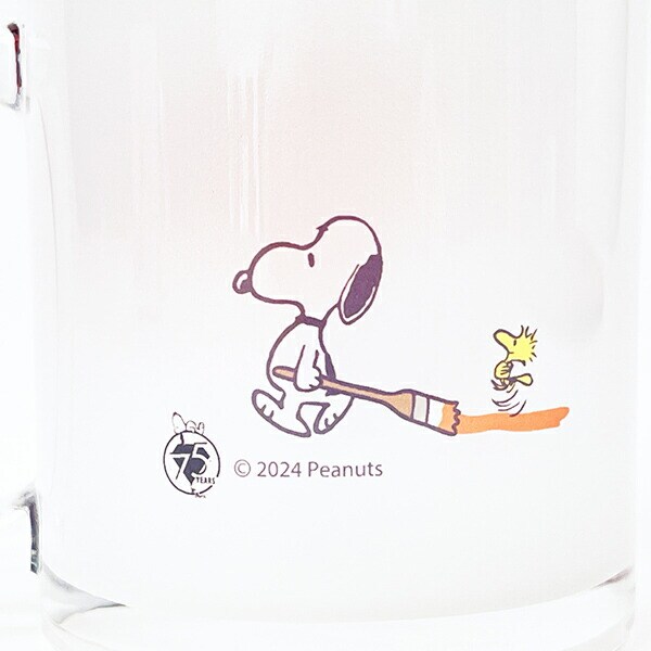 スヌーピー ペイント ガラスマグカップ コップ PEANUTS 75th SNOOPY