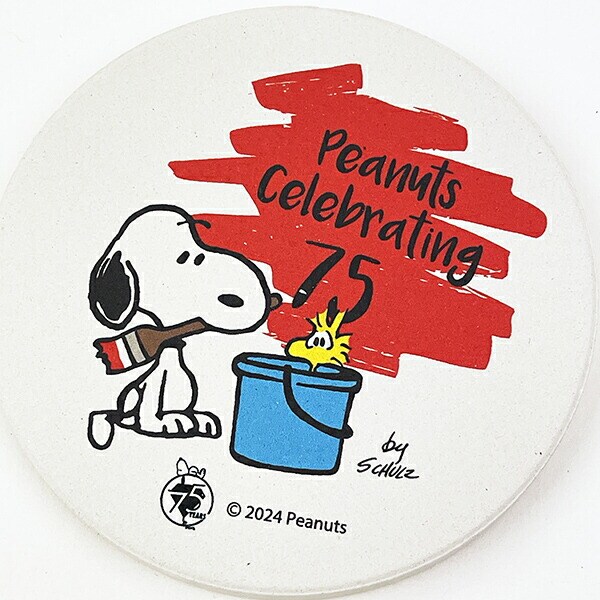 スヌーピー ペイント 陶製吸水コースター PEANUTS 75th SNOOPY