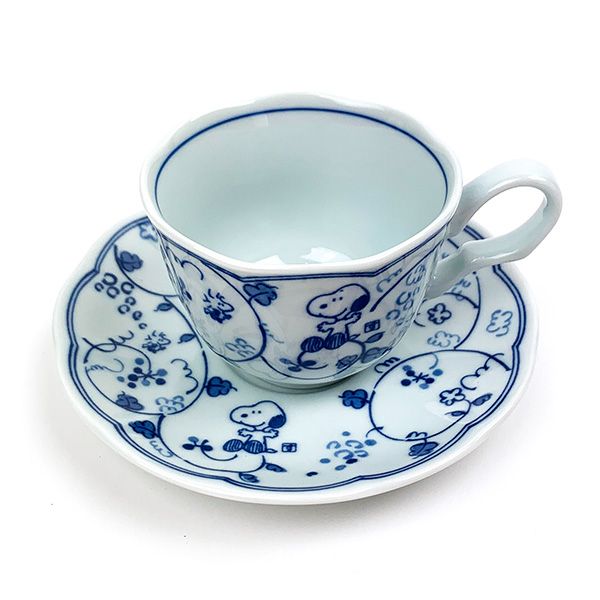 スヌーピー カップ＆ソーサー/藍唐草 【ぶどう】 ティーカップ お皿 食器 日本製 ブルー