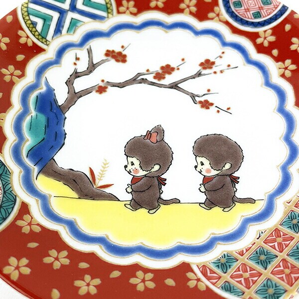 モンチッチ 九谷焼 小皿 庄三風彩色金蘭手 食器 和食器 キッチン レッド