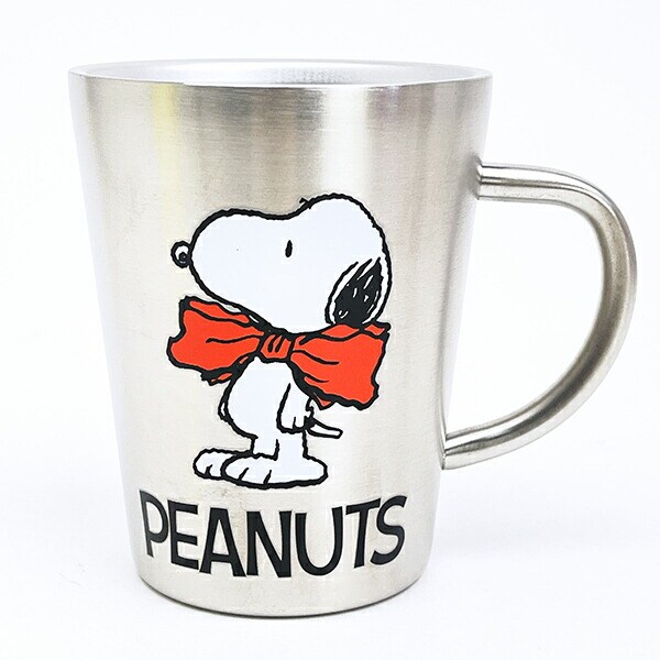 スヌーピー 二重マグカップ リボン キッチン 保温保冷 SNOOPY