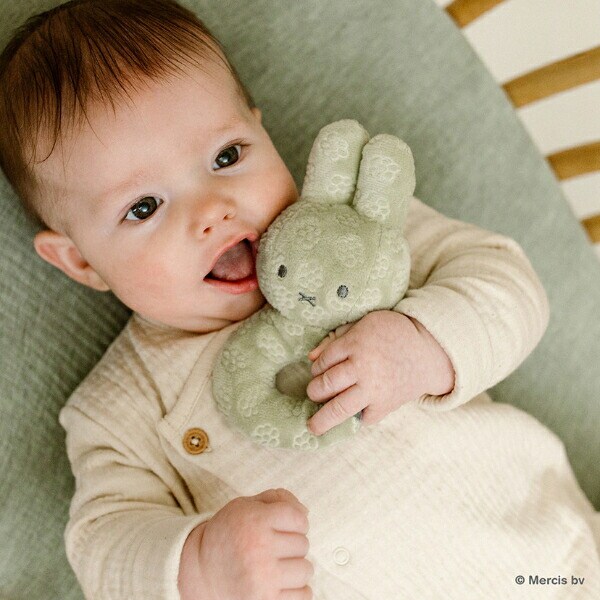 ミッフィー miffy x Little Dutch Flower ベビーラトル 抹茶グリーン ベビー 出産祝い