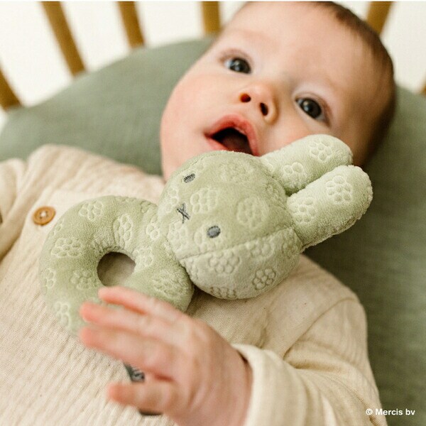 ミッフィー miffy x Little Dutch Flower ベビーラトル 抹茶グリーン ベビー 出産祝い