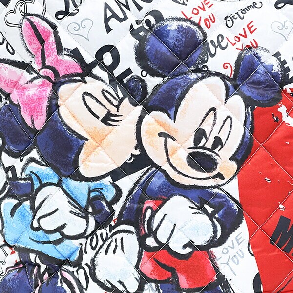 ディズニー ミッキー＆ミニー総柄 中綿トートバッグ  Disney
