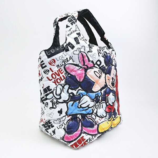 ディズニー ミッキー＆ミニー総柄 中綿トートバッグ  Disney