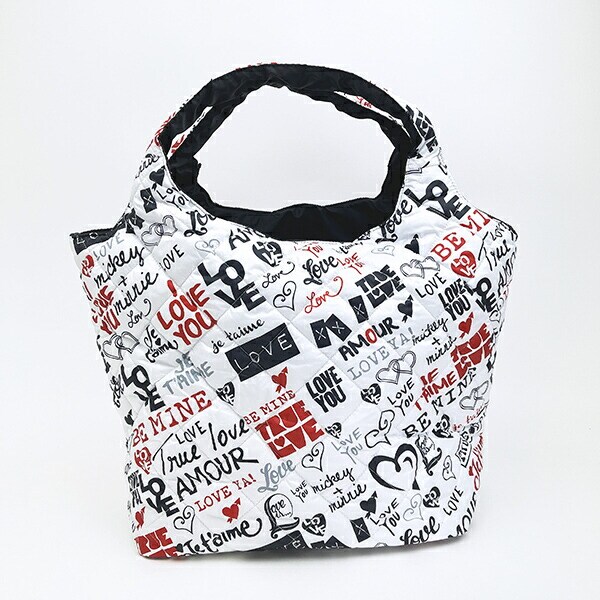 ディズニー ミッキー＆ミニー総柄 中綿トートバッグ  Disney