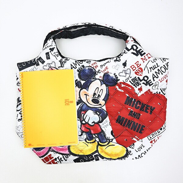 ディズニー ミッキー＆ミニー総柄 中綿トートバッグ  Disney