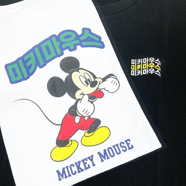 ディズニー ミッキーマウス ハングルシリーズ Ｔシャツ(ブラック) Lサイズ アパレル Disney