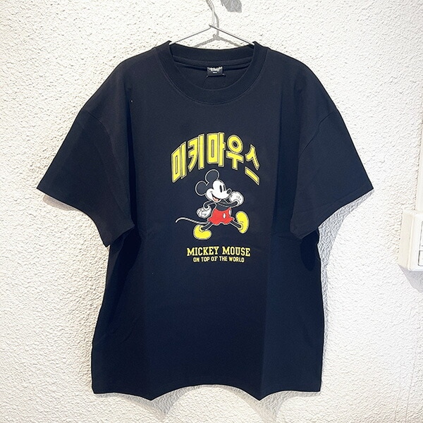 ディズニー ミッキーマウス ハングルシリーズ Ｔシャツ(ブラック) Lサイズ アパレル Disney