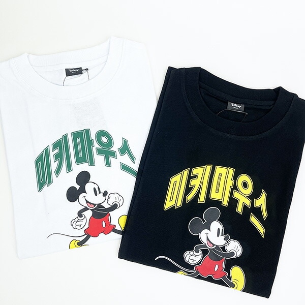 ディズニー ミッキーマウス ハングルシリーズ Ｔシャツ(ブラック) Lサイズ アパレル Disney