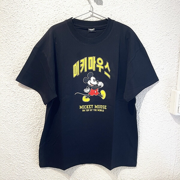 ディズニー ミッキーマウス ハングルシリーズ Ｔシャツ(ブラック) Mサイズ アパレル Disney