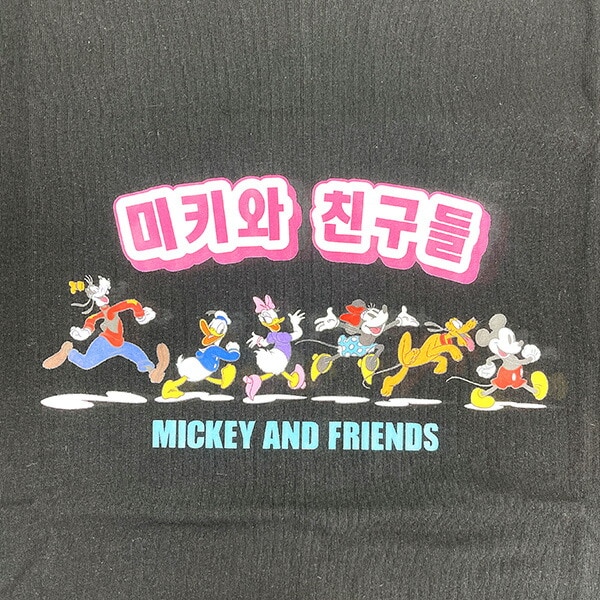 ディズニー ミッキー＆フレンズ ハングルシリーズ Ｔシャツ(ブラック) Lサイズ アパレル Disney