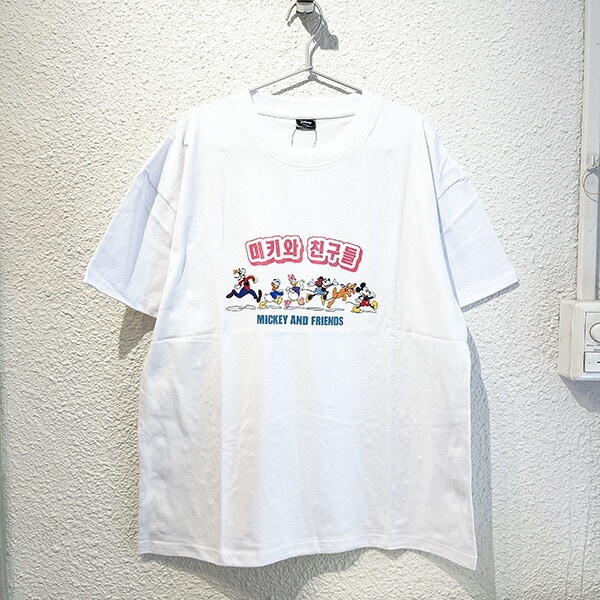 ディズニー ミッキー＆フレンズ ハングルシリーズ Ｔシャツ(ホワイト) Lサイズ アパレル Disney