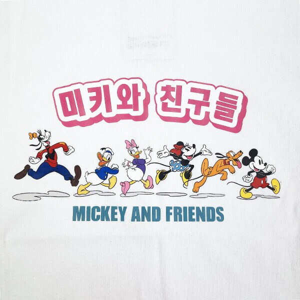 ディズニー ミッキー＆フレンズ ハングルシリーズ Ｔシャツ(ホワイト) Lサイズ アパレル Disney