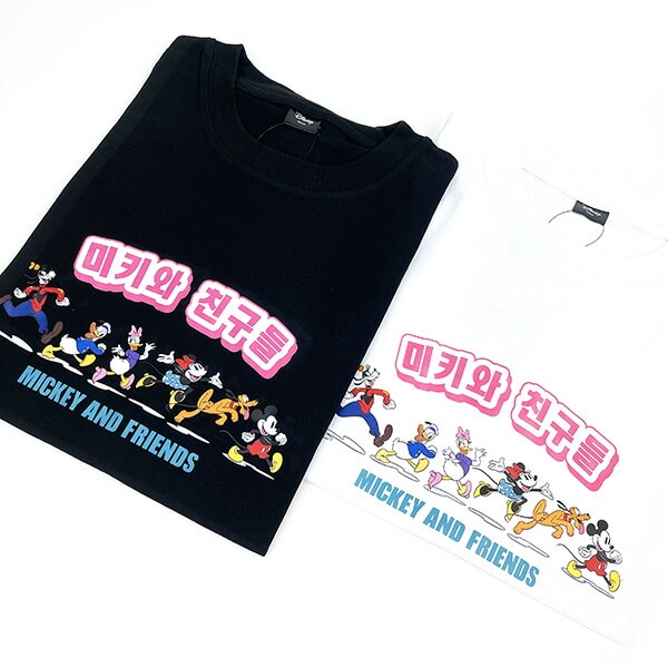 ディズニー ミッキー＆フレンズ ハングルシリーズ Ｔシャツ(ホワイト) Lサイズ アパレル Disney